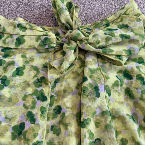 Aerie Green Floral Print Summer‎ Flowy Bow Mini Wrap Skirt Size XS - Picture 3 of 10